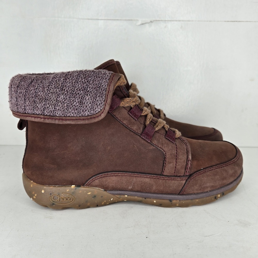 Chaco Barbary‎ Boots Womens 9 Brown Waterproof Leather Wool Lined Lace Up Chukka - Picture 2 of 10